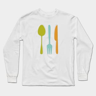 Colorful Kitchen Utensils Mid Century Retro Long Sleeve T-Shirt